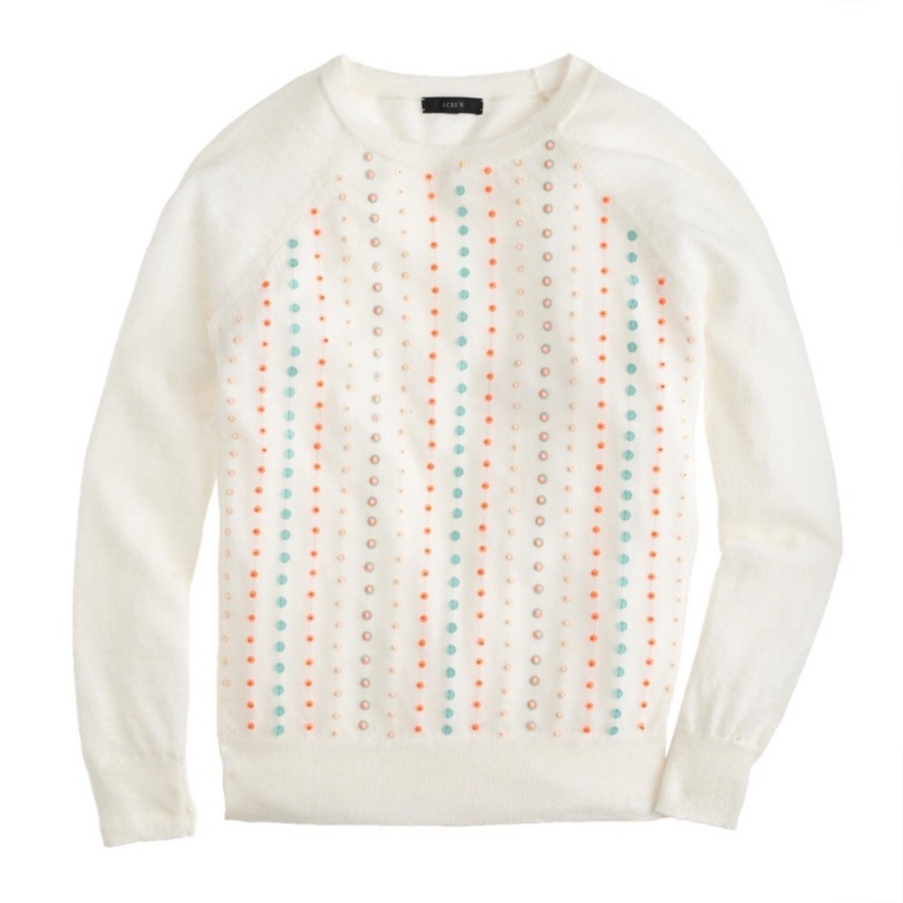 J Crew stacked sequin linen sweater XS